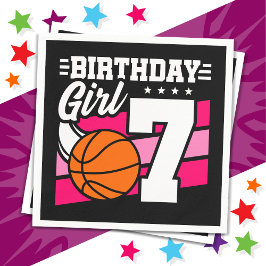 7 års gammal basketboll Party 7:e Birthday Girl Pappersservett