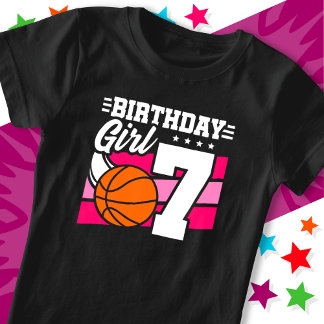 7 års gammal basketboll Party 7:e Birthday Girl T Shirt