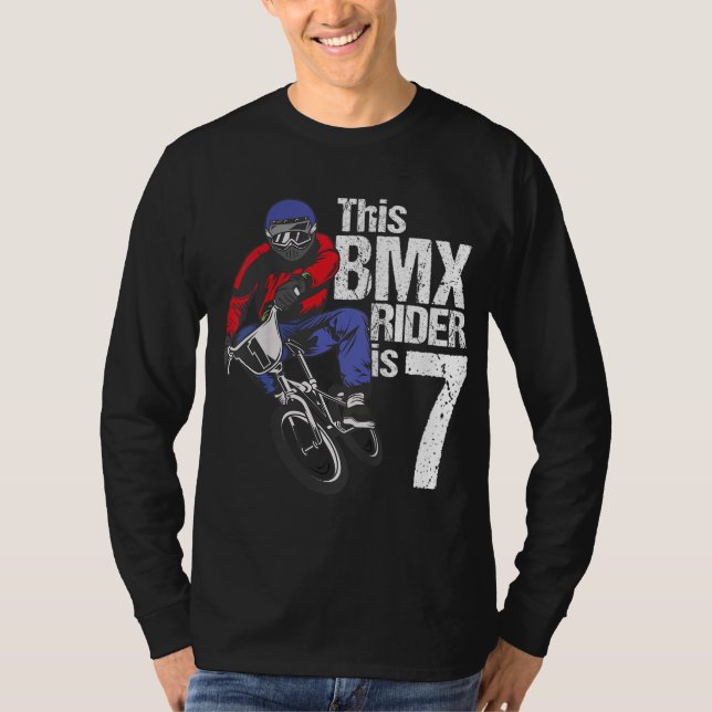 7 års gammal BMX-Födelsedagsfest Boys Dirt Bike Bi T Shirt (Framsida)