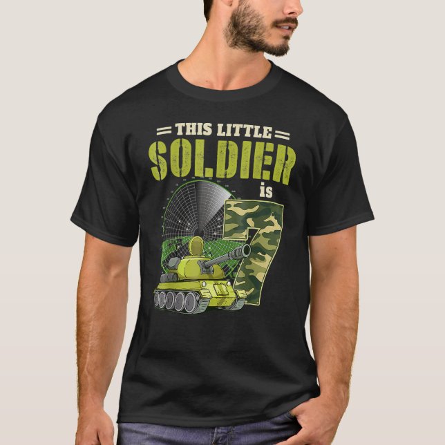 7 års gammal födelsedagsoldat Soldier Boys Militär T Shirt (Framsida)