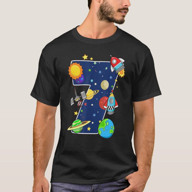 7 års gammal födelsedagspojke Astronaut 7:e födels T Shirt (Framsida)