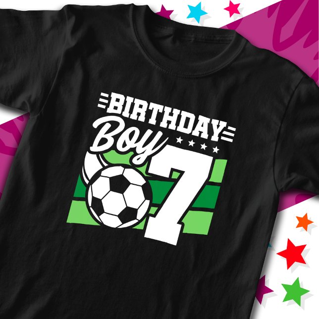 7 års gammal fotboll Party 7:e födelsedag T Shirt (Skapare uppladdad)