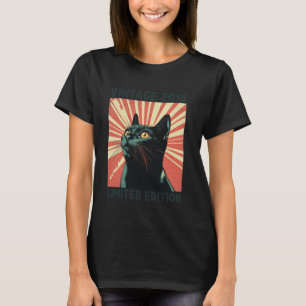 7 års gammal gåva Vintage 2018 Cat Lover 7:e Birth T Shirt