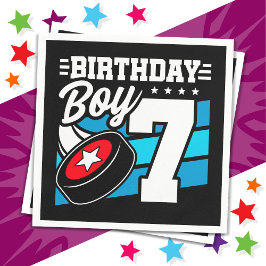 7 års gammal Hockey Party Theme 7:e Birthday Boy Pappersservett