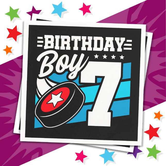 7 års gammal Hockey Party Theme 7:e Birthday Boy Pappersservett (Skapare uppladdad)