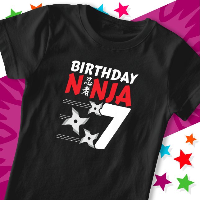 7 års gammal Ninja Party Stars Kids 7:e födelsedag T Shirt (Skapare uppladdad)