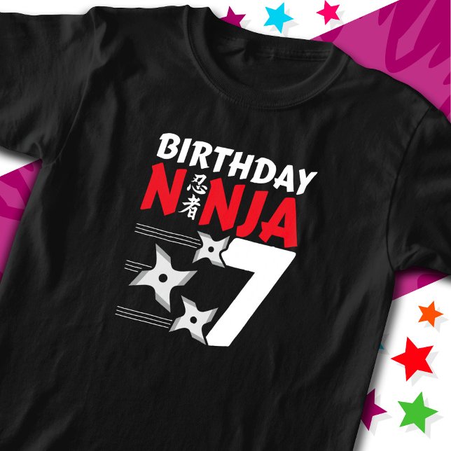 7 års gammal Ninja Party Stars Kids 7:e födelsedag T Shirt (Skapare uppladdad)