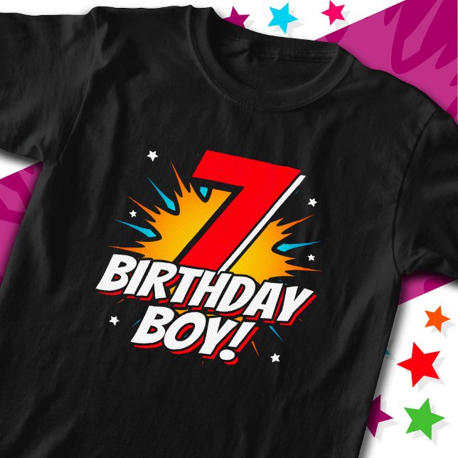 7 års gammal superhjälte Birthday Boy 7:e Birthday T Shirt (Skapare uppladdad)