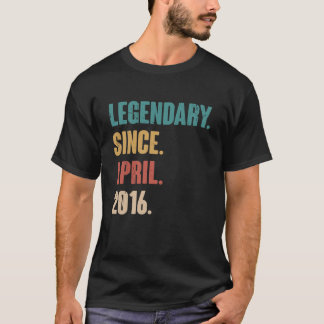 7 års gammal Vintage 2016 födelsedag april 7:e Dec T Shirt