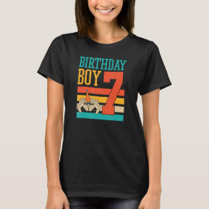 7 års Gold Cute Jumping Spider Birthday Boy Party T Shirt