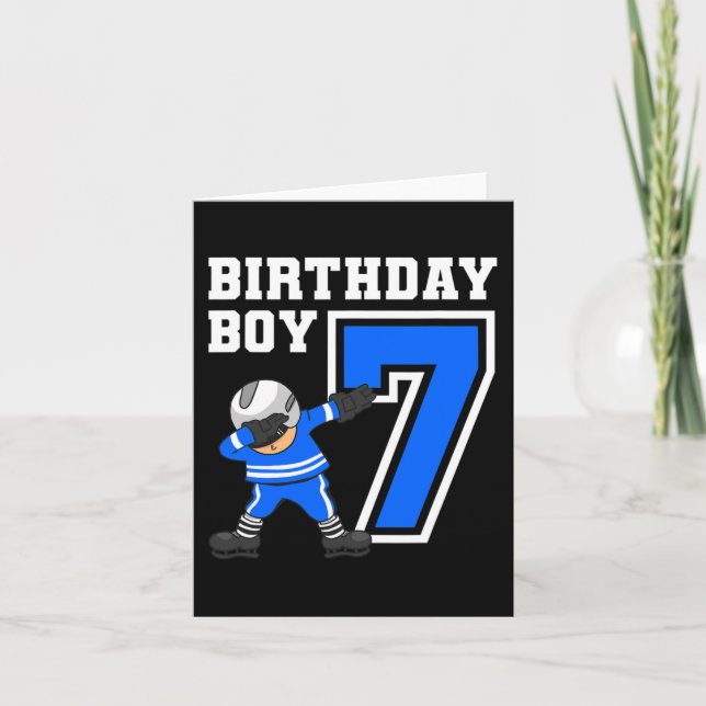 7 års Old Boy Ice Hockey Player 7:e Birthday Kid Kort (Framsida)