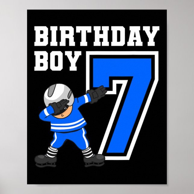 7 års Old Boy Ice Hockey Player 7:e Birthday Kid Poster (Framsidan)