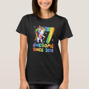 7 års Old Girl Unicorn Flossing 7:e Birthday Uni T Shirt