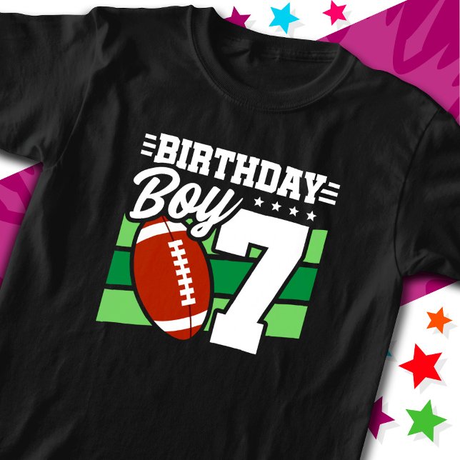 7 års Party-temat 7:e födelsedjoklek i fotboll T Shirt (Skapare uppladdad)