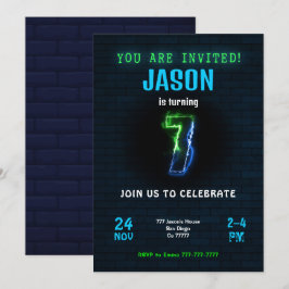 7-års pojkfödelsedagsinbjudan inbjudningar