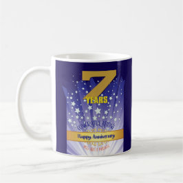 7 Års SKRÄDDARSYDD Årsdag för Återhämtning Fet Num Kaffemugg