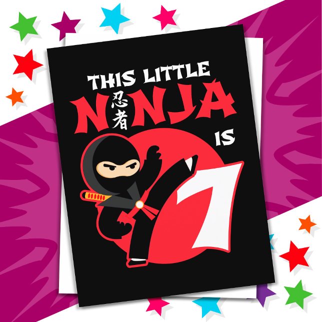 7-årsdag 7 år gamla barnkalas Liten Ninja 7 Vykort (Skapare uppladdad)