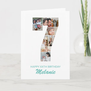 7-årsdag Nummer 7 Fotokollage Personliggjort Kort