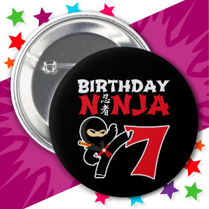 7-årsjubileum Karate Ninja Party Kids 7:e Knapp