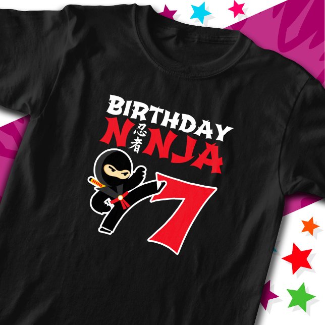 7-årsjubileum Karate Ninja Party Kids 7:e T Shirt (Skapare uppladdad)