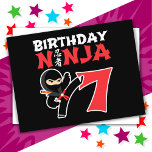 7-årsjubileum Karate Ninja Party Kids 7:e Vykort<br><div class="desc">I dag är Ninja 7 perfektens gåva till en 7-årig ninja-födelsedagsfest! Den japanska symbolen för Ninjutsu med tecknad ninja karate sparkar födelsedagstjuren eller så kommer tjejen att KÄRLEK! Den här ninja-födelsedagsfesten för pojkar och flickor är en perfekt som passar för en sjuåring som ninjas, karate, taekwondo, judo eller andra martialkonst....</div>