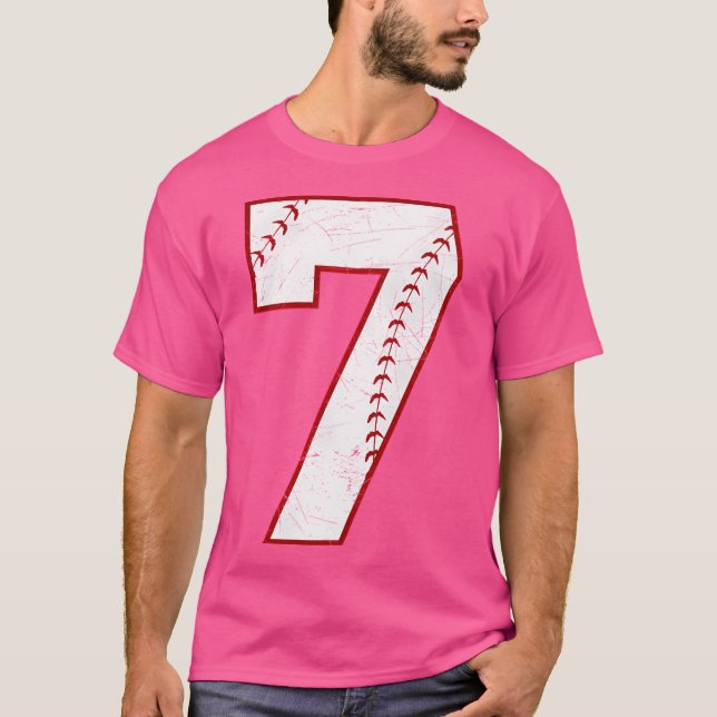 7 Basebollens vita Speciella nummer T Shirt (Framsida)