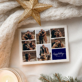7 Bilder God Jul Modern Collage Marinblå Vykort