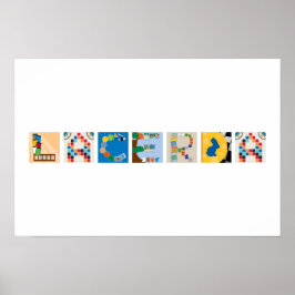 7-bokstavers namn Brädspel Alfabet Poster