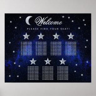 7 Bord Celestial Wedding Stars Moon Bordskarta Poster