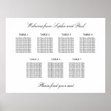 7 Bord Elegant Minimalistisk Sittplatskarta