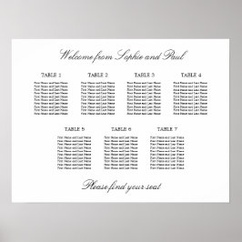 7 Bord Elegant Minimalistisk Sittplatskarta Poster
