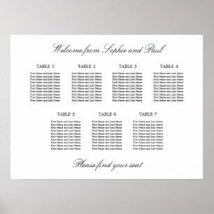 7 Bord Elegant Minimalistisk Sittplatskarta Poster