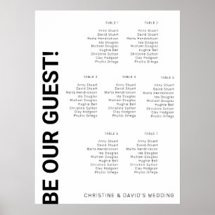 7 bord enkelt sittdiagram för vit Bröllop Poster