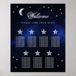 7 Bord Himmel Stjärnor Celestial Bröllopsplatskart Poster