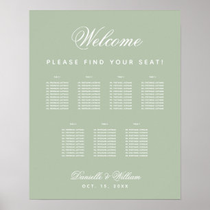 7 Bord Sage Grönt Simple Bröllop Seite Diagram Poster