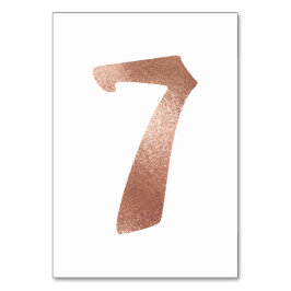 7 Bordsnummer Vit metall Rosa ros Guld