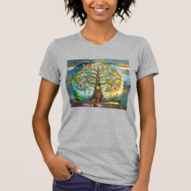 7 Chakra Blomstrande Träd Des Livet T Shirt (Framsida)
