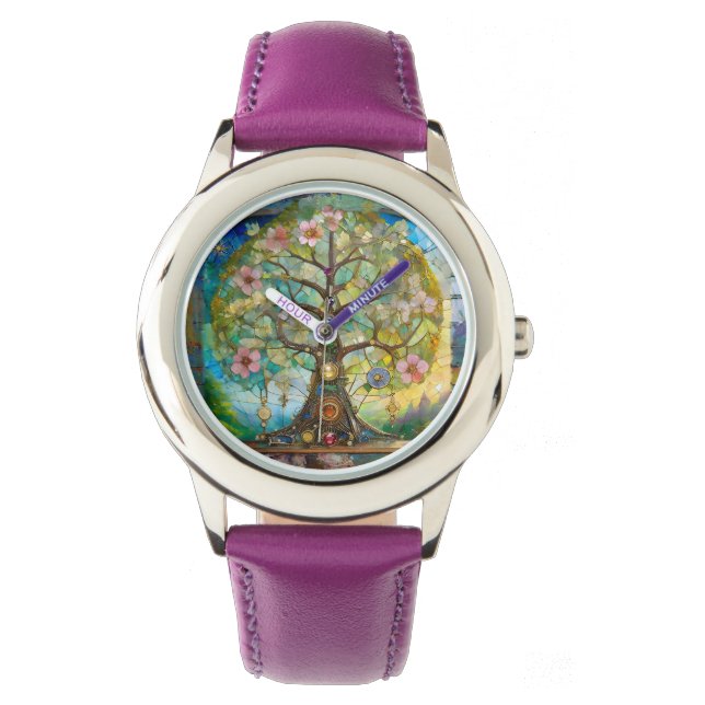 7 Chakra Blossoming Livets träd Armbandsur (Framsida)