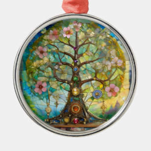 7 Chakra Blossoming Livets träd Julgransprydnad Metall