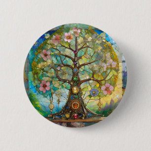7 Chakra Blossoming Livets träd Knapp
