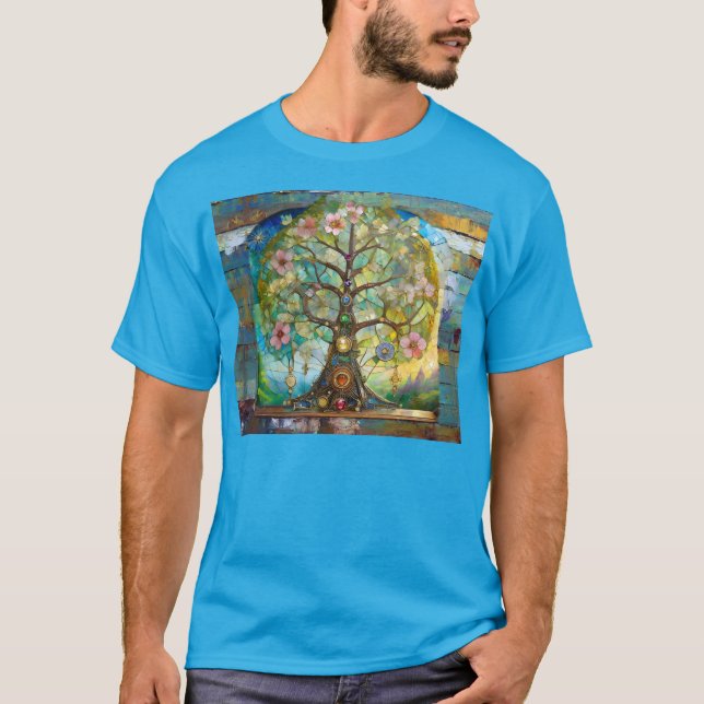 7 Chakra Blossoming Livets träd T Shirt (Framsida)