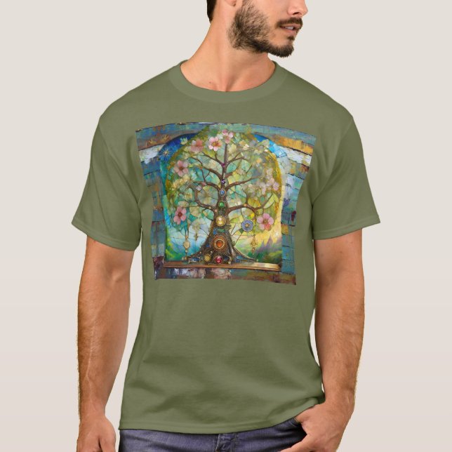 7 Chakra Blossoming Livets träd T Shirt (Framsida)