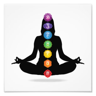 7 Chakra Female Silhouette Fototryck