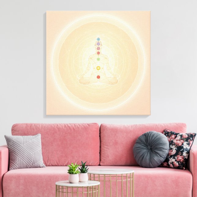 7 Chakra Meditation Väggkonst | Andlig Yoga  Canvastryck (Insitu (Vardagsrum))