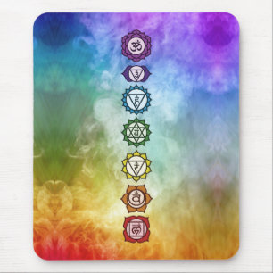 7 Chakra som samordnar flödet av fet regnbåge färg Musmatta
