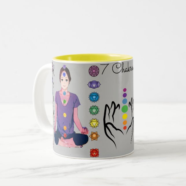 7 Chakras 12 x 12 tum Två-Tonad Mugg (Framsida vänster)