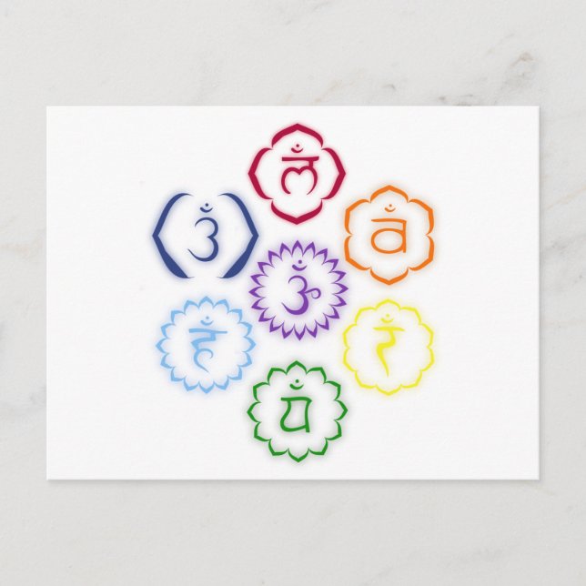 7 Chakras i en cirkel Vykort (Framsida)
