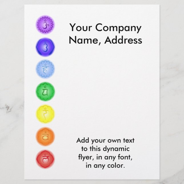 7 Chakras i en linjeFlyer Reklamblad (Framsidan)