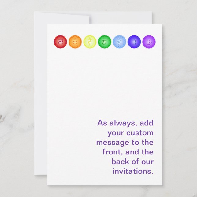 7 Chakras i en Vågrät Line Inbjudningar (Framsida)