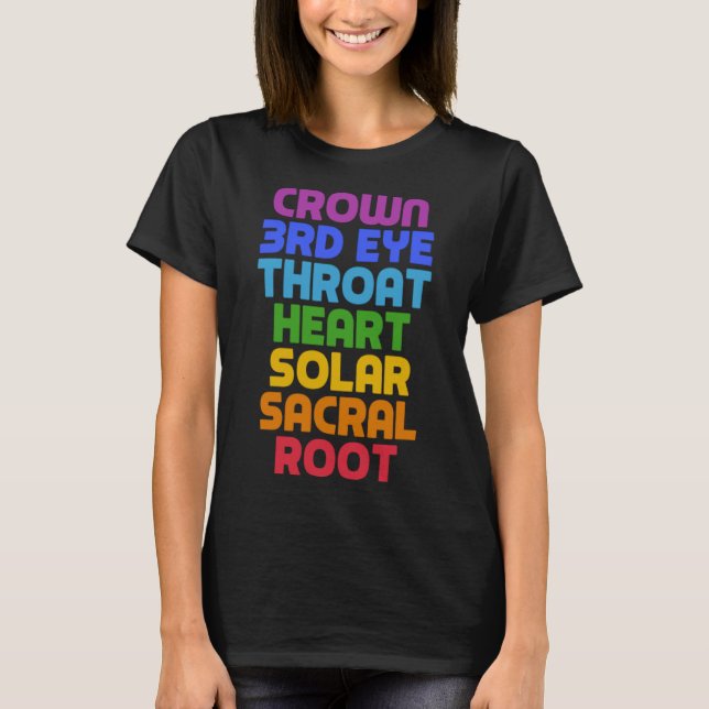 7 Chakras Sayed Coola Yoga Quote T Shirt (Framsida)